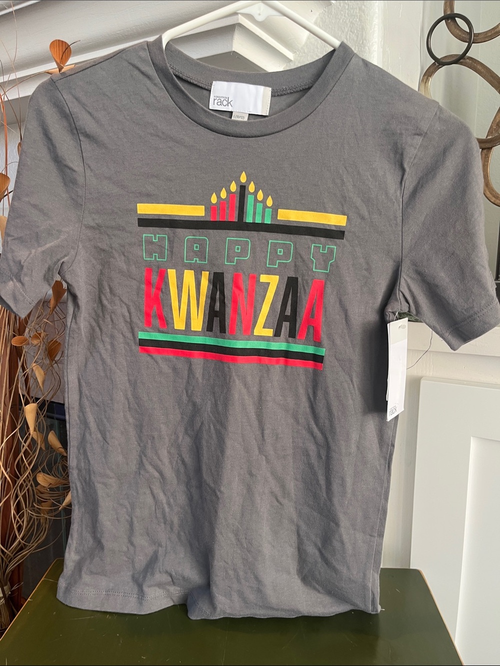 Nordstrom Rack Gray 'Happy Kwanzaa' Short-Sleeve Tee